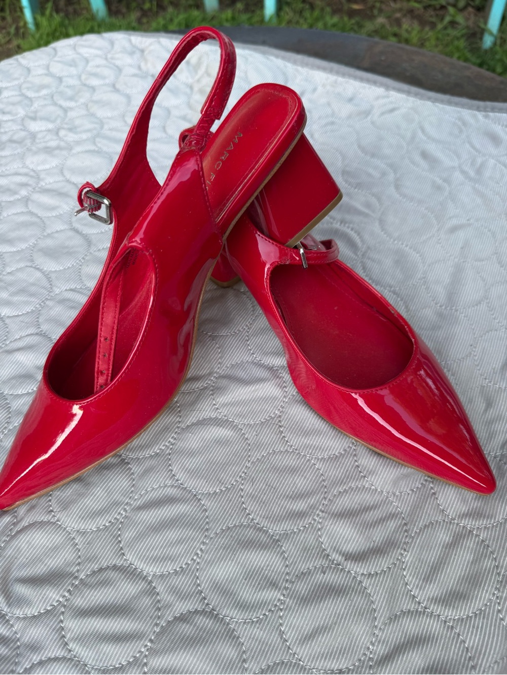 Red Patent Pointed Toe Mary Jane Flats - Marc Fisher NWOT SZ 7-1/2 - Picture 2 of 8